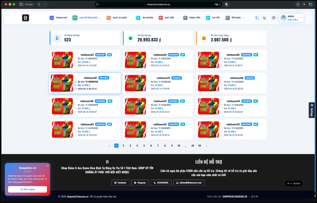 ShopNick v3 — Hệ Thống Bán Nick Game & Dịch Vụ Game All-in-One - ảnh 4