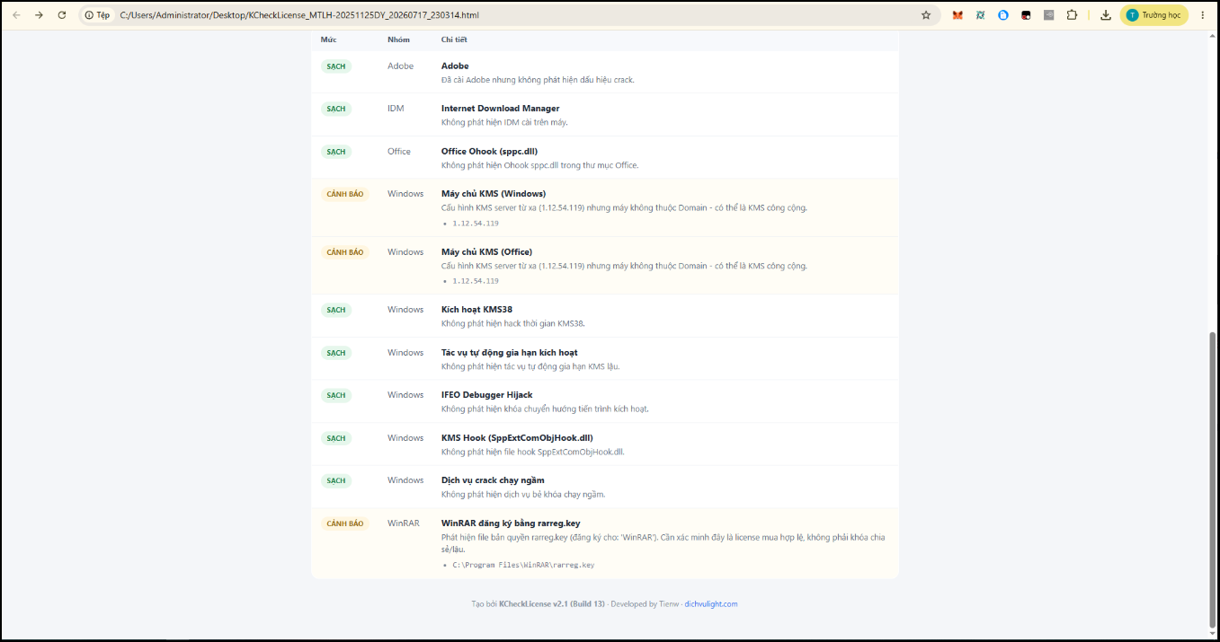 Tool Check Bản Quyền Máy Tính các Phần Mềm Windows / Office / IDM / WinRAR / Adobe - ảnh 2