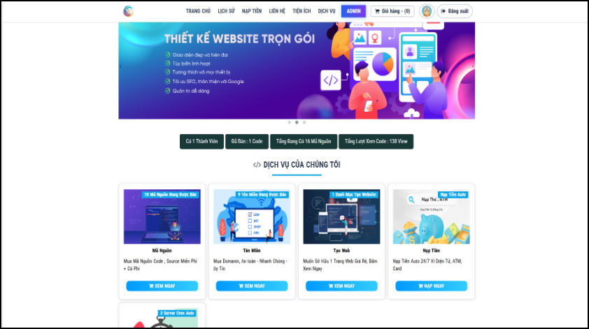 Code bán mã nguồn, tạo web, bán hosting,cronjob, spamsms có nạp tự động